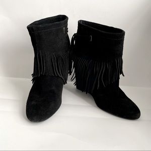 Nine West Varancho Fringe Wedge Booties, Size 7.5 M